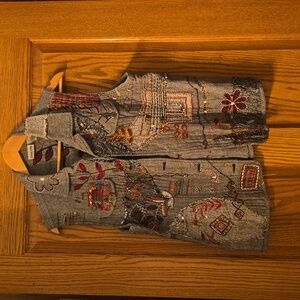 Chicos embroidered tweed vest